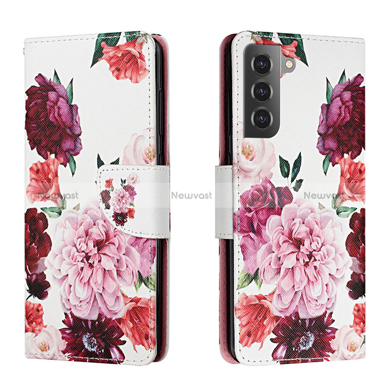 Leather Case Stands Fashionable Pattern Flip Cover Holder H02X for Samsung Galaxy S22 Plus 5G