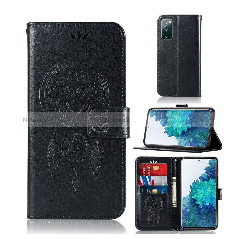 Leather Case Stands Fashionable Pattern Flip Cover Holder JX1 for Samsung Galaxy S20 FE (2022) 5G Black