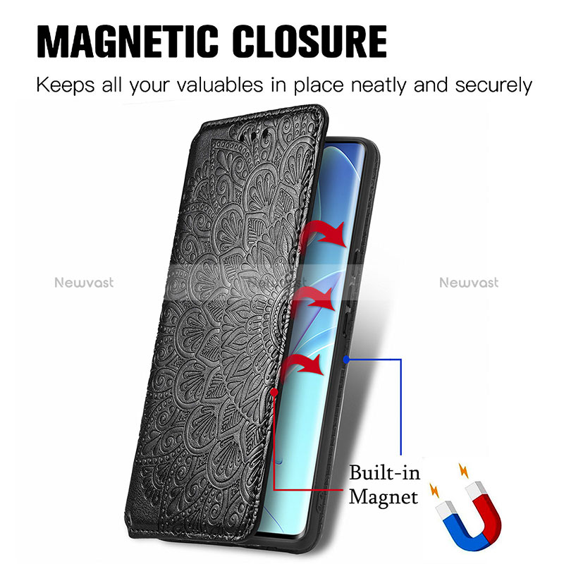 Leather Case Stands Fashionable Pattern Flip Cover Holder S01D for Huawei Honor 60 Pro 5G