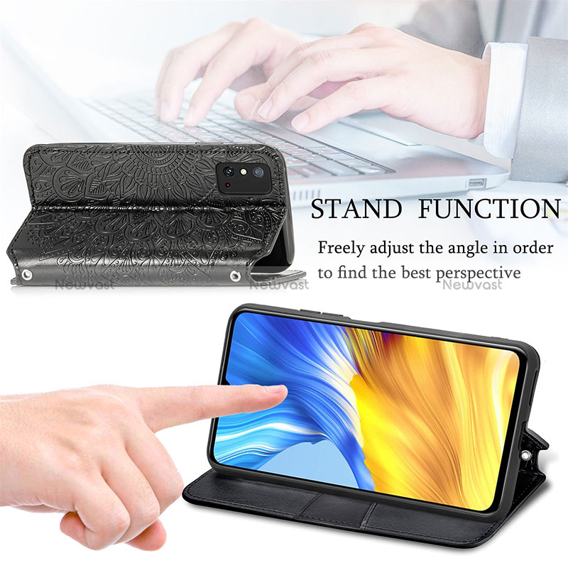 Leather Case Stands Fashionable Pattern Flip Cover Holder S01D for Huawei Honor X10 Max 5G