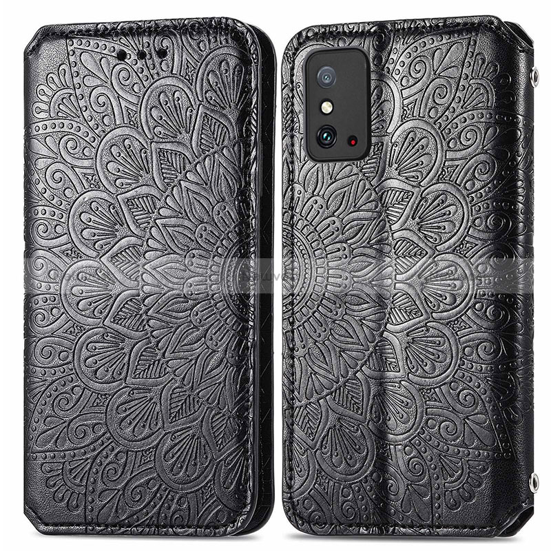 Leather Case Stands Fashionable Pattern Flip Cover Holder S01D for Huawei Honor X10 Max 5G Black