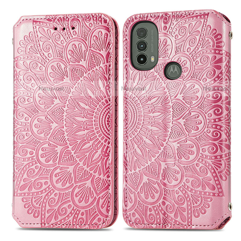 Leather Case Stands Fashionable Pattern Flip Cover Holder S01D for Motorola Moto E40