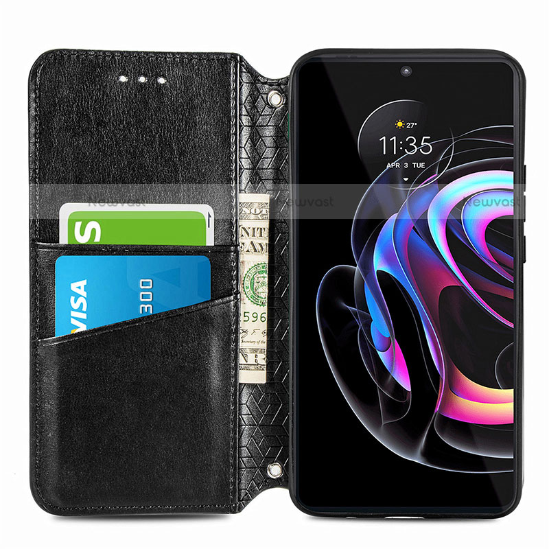 Leather Case Stands Fashionable Pattern Flip Cover Holder S01D for Motorola Moto Edge 20 Pro 5G