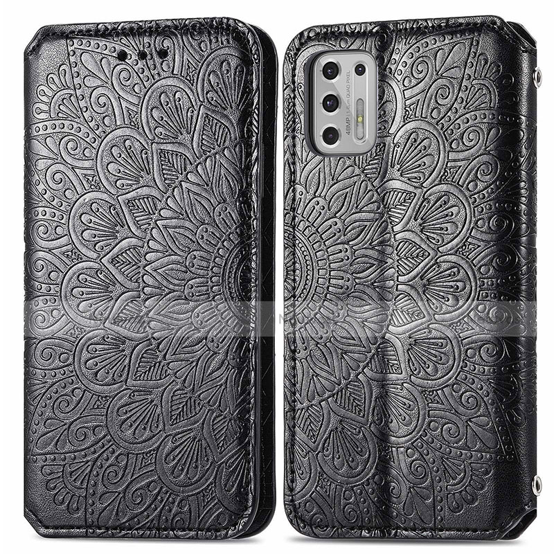 Leather Case Stands Fashionable Pattern Flip Cover Holder S01D for Motorola Moto G Stylus (2021) Black