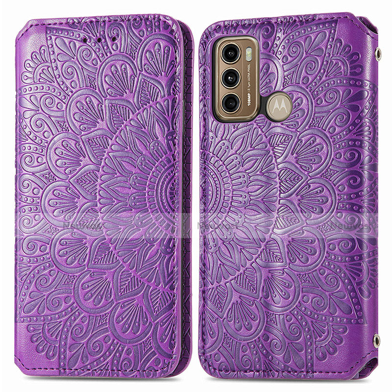 Leather Case Stands Fashionable Pattern Flip Cover Holder S01D for Motorola Moto G40 Fusion