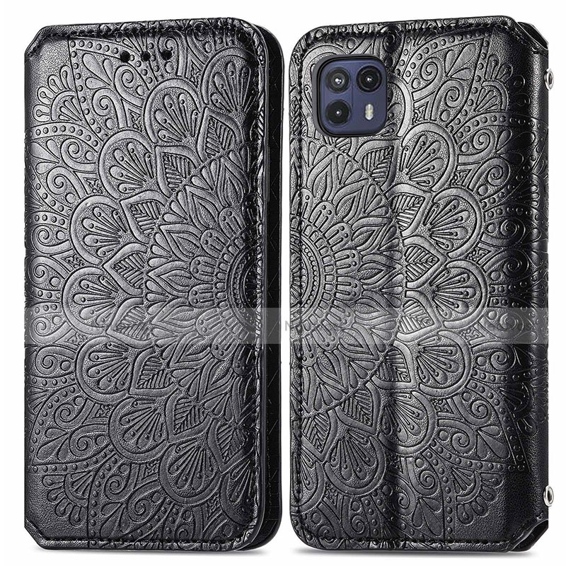 Leather Case Stands Fashionable Pattern Flip Cover Holder S01D for Motorola Moto G50 5G