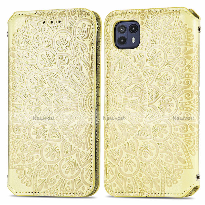 Leather Case Stands Fashionable Pattern Flip Cover Holder S01D for Motorola Moto G50 5G