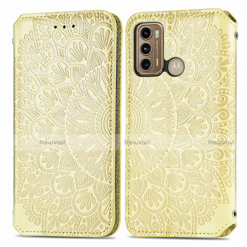 Leather Case Stands Fashionable Pattern Flip Cover Holder S01D for Motorola Moto G60