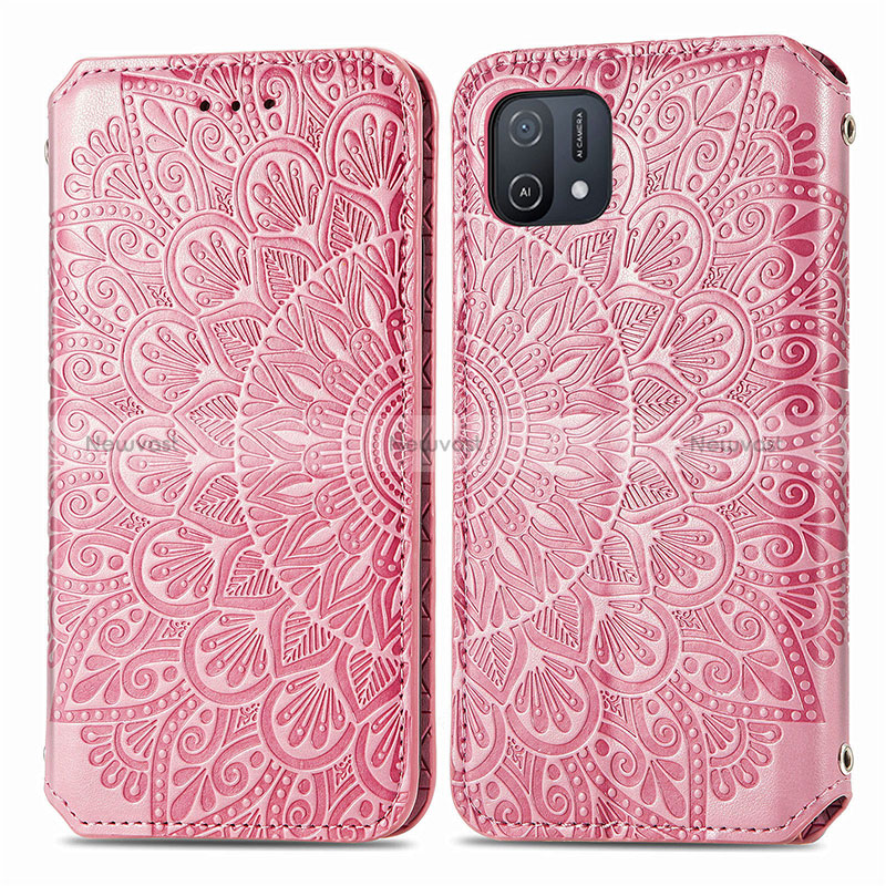 Leather Case Stands Fashionable Pattern Flip Cover Holder S01D for Oppo A16e