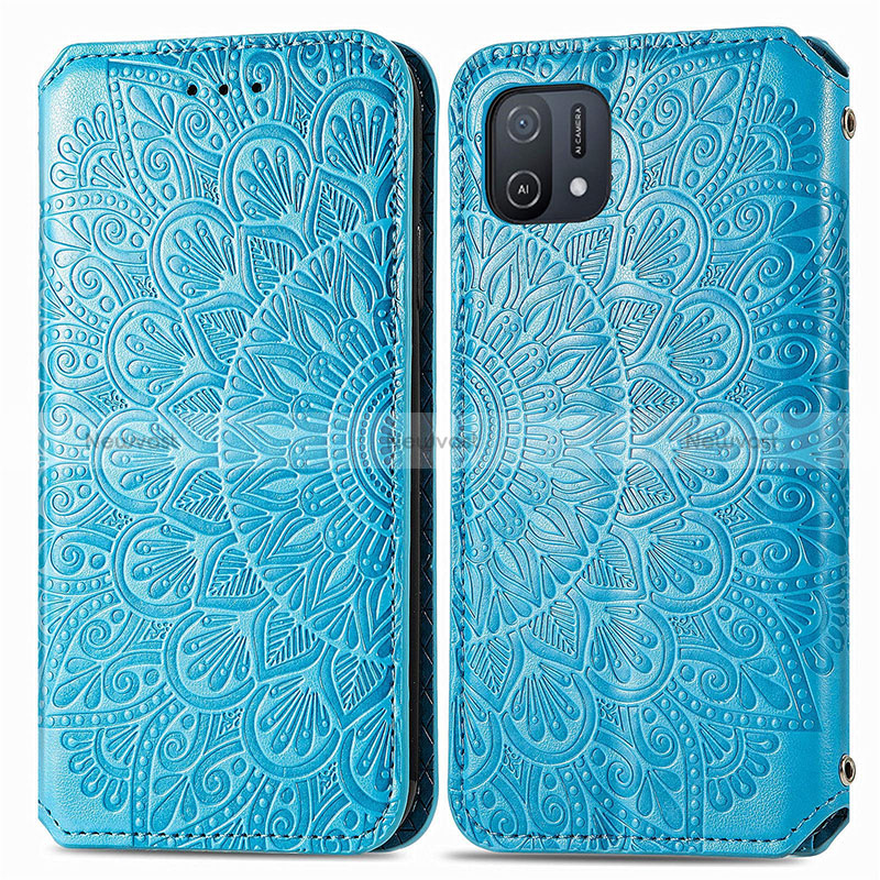 Leather Case Stands Fashionable Pattern Flip Cover Holder S01D for Oppo A16e