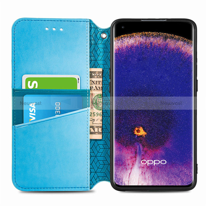 Leather Case Stands Fashionable Pattern Flip Cover Holder S01D for Oppo Find X5 5G