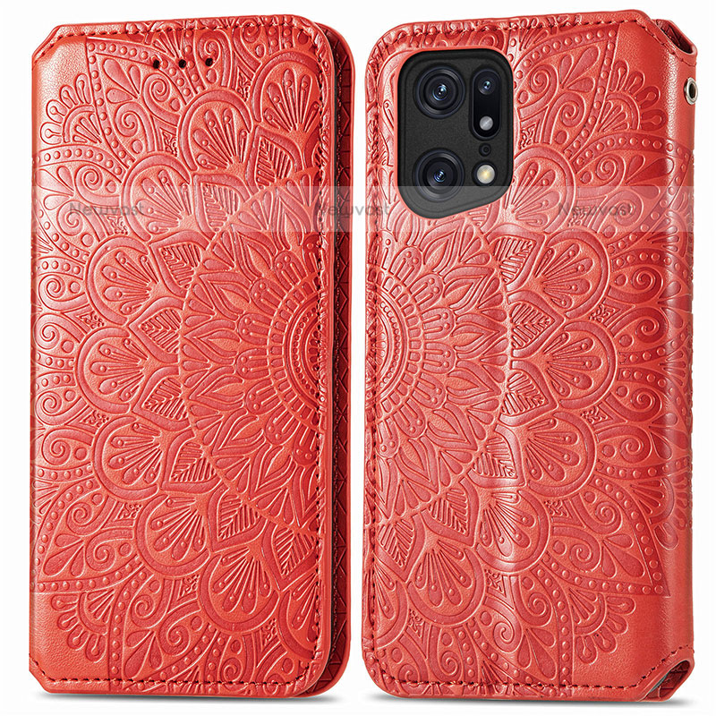 Leather Case Stands Fashionable Pattern Flip Cover Holder S01D for Oppo Find X5 Pro 5G