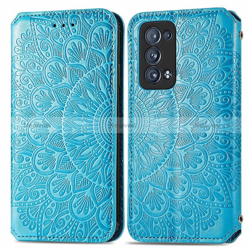 Leather Case Stands Fashionable Pattern Flip Cover Holder S01D for Oppo Reno6 Pro 5G