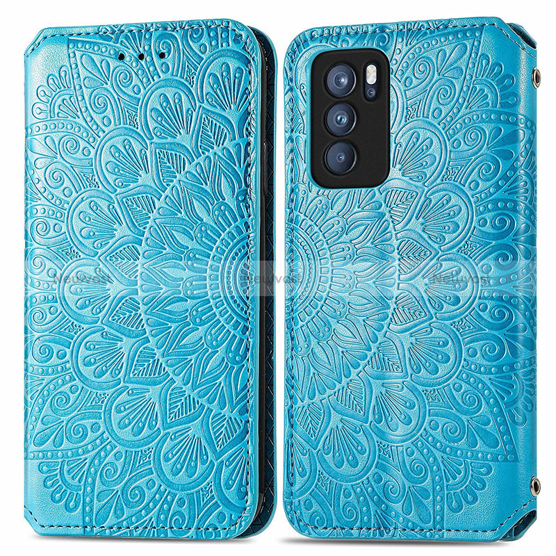 Leather Case Stands Fashionable Pattern Flip Cover Holder S01D for Oppo Reno6 Pro 5G India