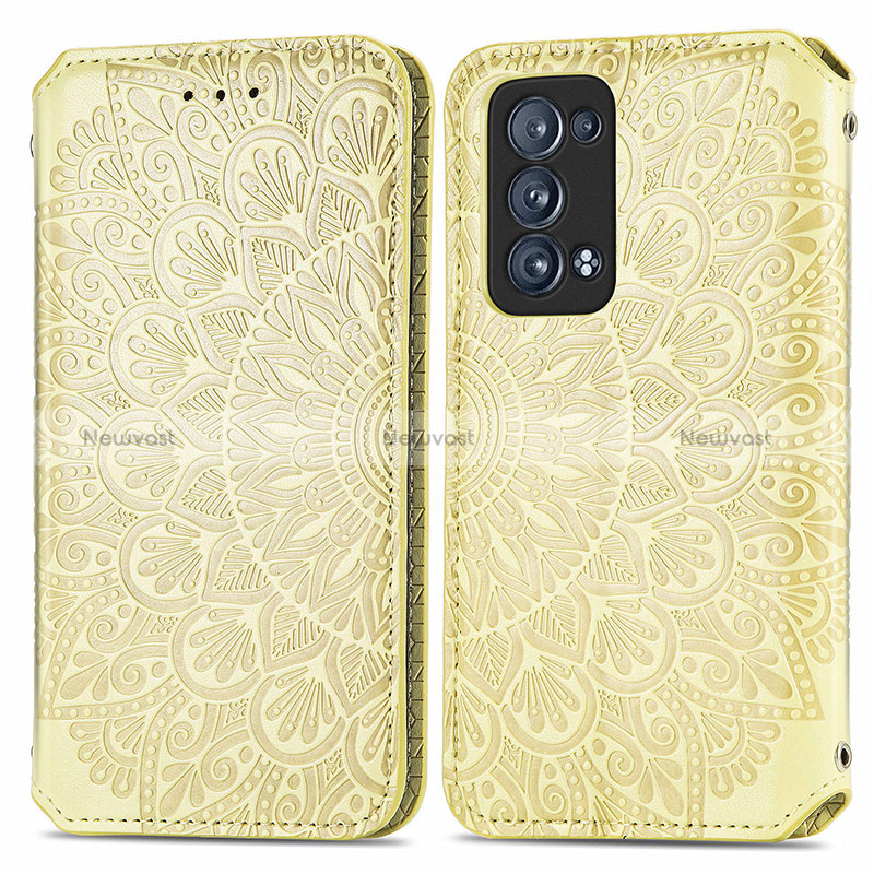 Leather Case Stands Fashionable Pattern Flip Cover Holder S01D for Oppo Reno6 Pro+ Plus 5G