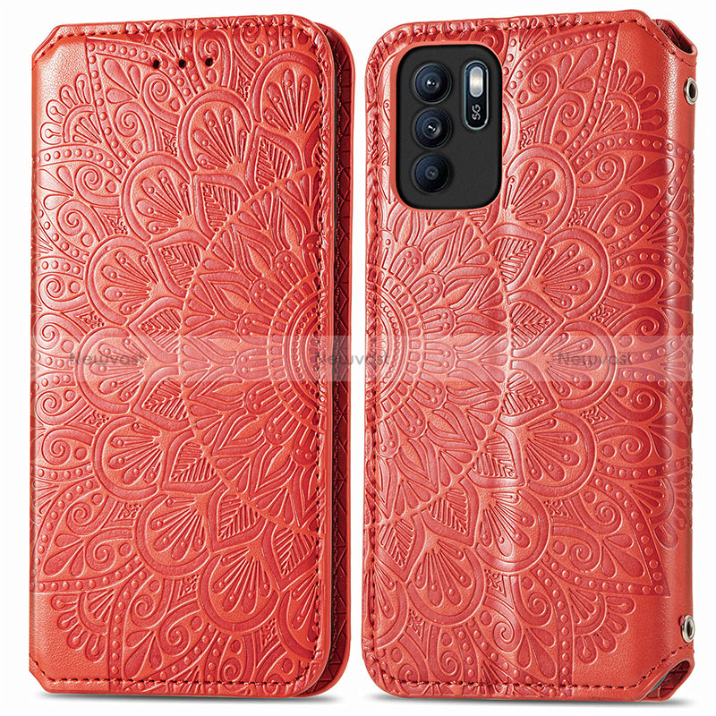 Leather Case Stands Fashionable Pattern Flip Cover Holder S01D for Oppo Reno6 Z 5G