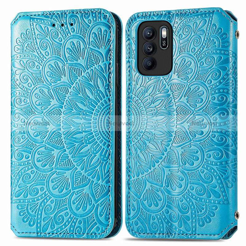 Leather Case Stands Fashionable Pattern Flip Cover Holder S01D for Oppo Reno6 Z 5G