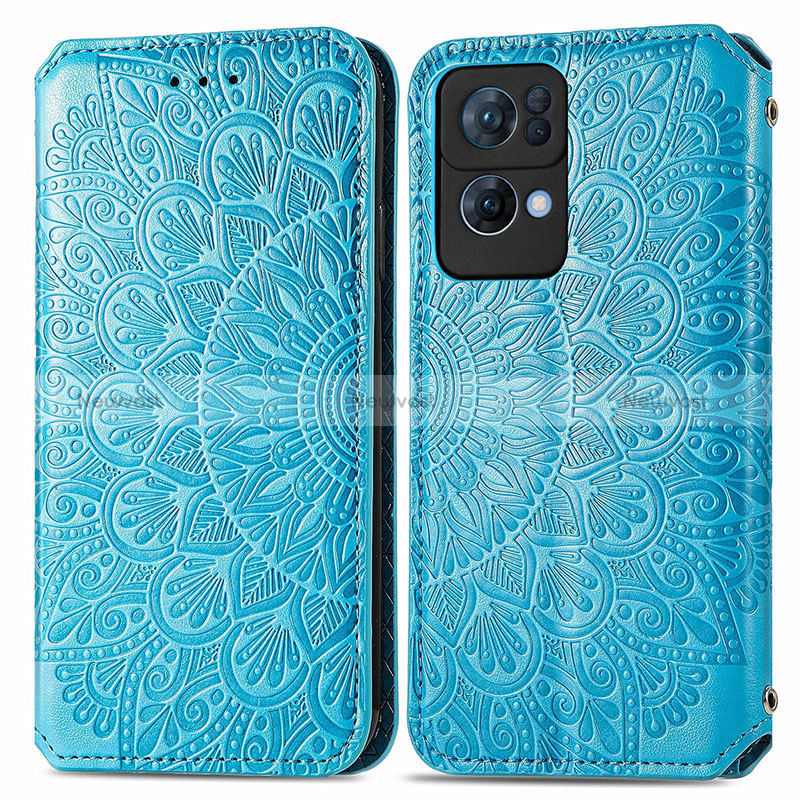 Leather Case Stands Fashionable Pattern Flip Cover Holder S01D for Oppo Reno7 Pro 5G