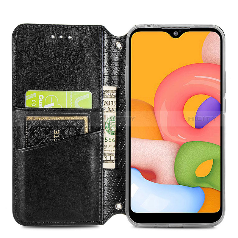 Leather Case Stands Fashionable Pattern Flip Cover Holder S01D for Samsung Galaxy A01 SM-A015