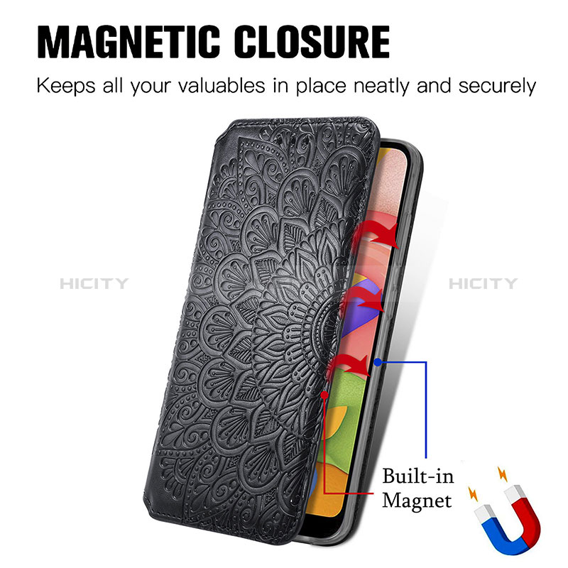 Leather Case Stands Fashionable Pattern Flip Cover Holder S01D for Samsung Galaxy A01 SM-A015