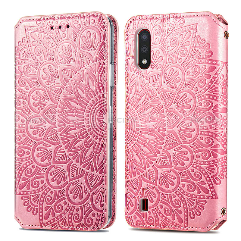 Leather Case Stands Fashionable Pattern Flip Cover Holder S01D for Samsung Galaxy A01 SM-A015