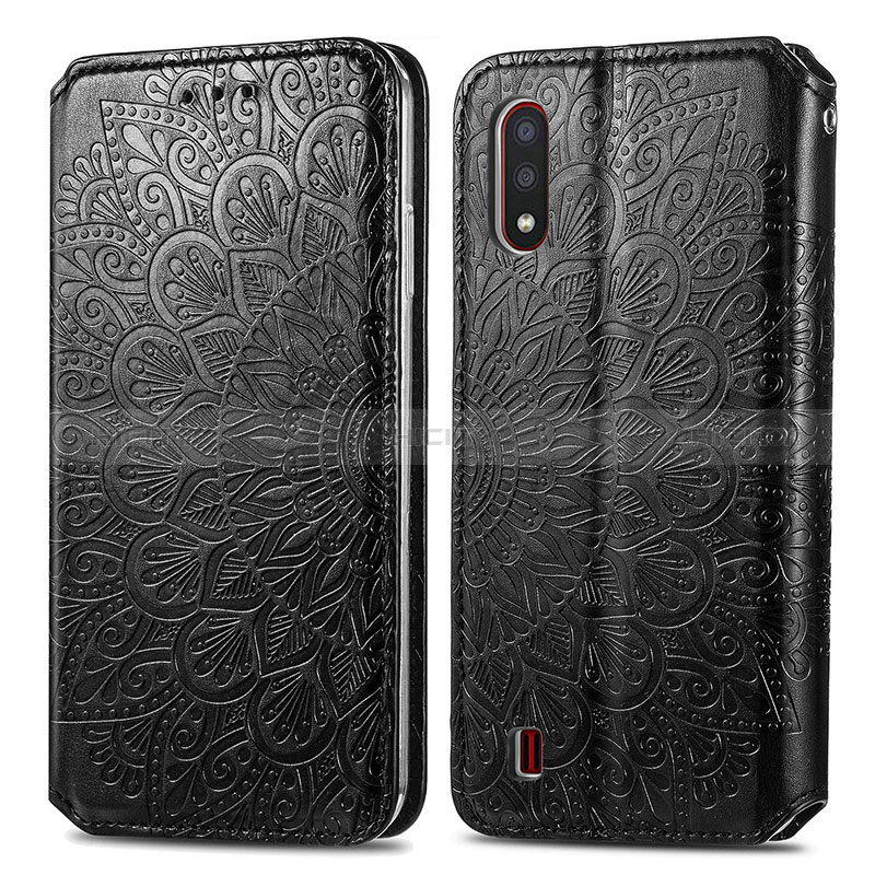 Leather Case Stands Fashionable Pattern Flip Cover Holder S01D for Samsung Galaxy A01 SM-A015