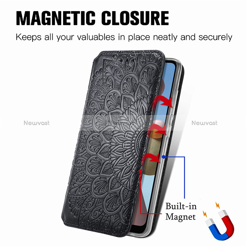 Leather Case Stands Fashionable Pattern Flip Cover Holder S01D for Samsung Galaxy A21