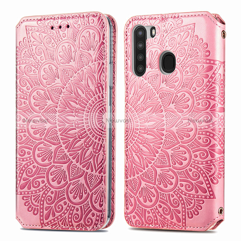 Leather Case Stands Fashionable Pattern Flip Cover Holder S01D for Samsung Galaxy A21