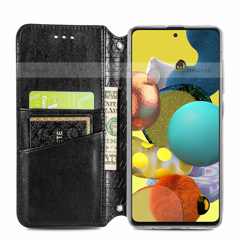 Leather Case Stands Fashionable Pattern Flip Cover Holder S01D for Samsung Galaxy A51 4G