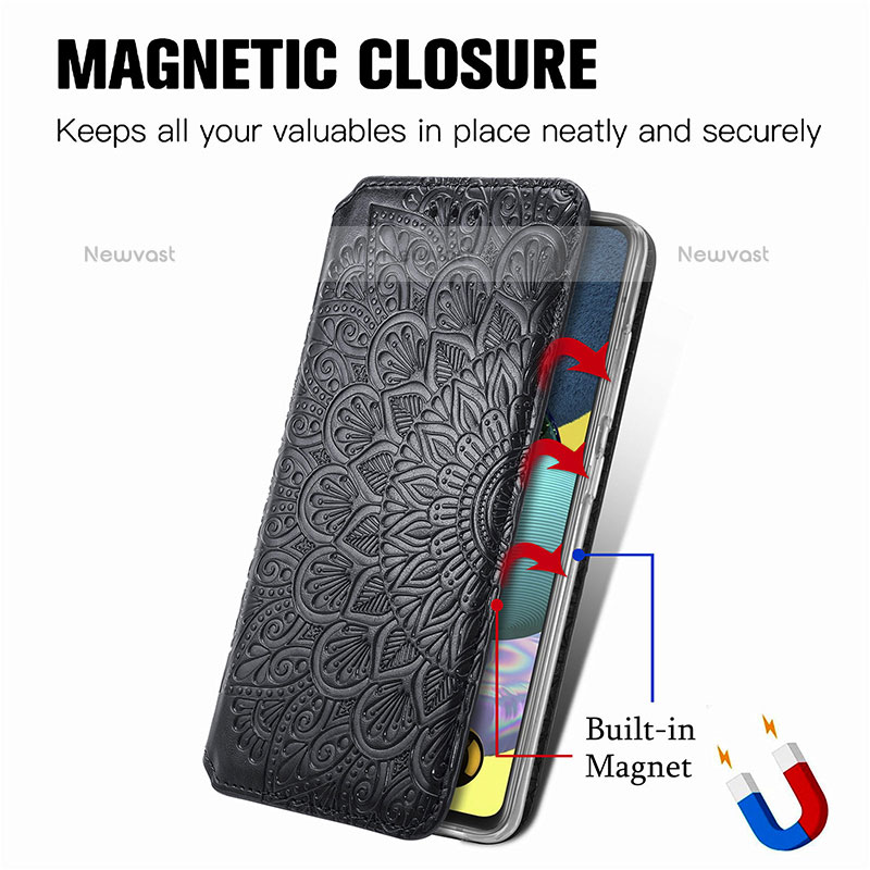 Leather Case Stands Fashionable Pattern Flip Cover Holder S01D for Samsung Galaxy A51 4G