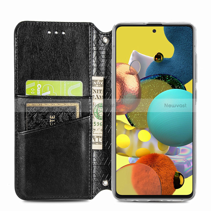 Leather Case Stands Fashionable Pattern Flip Cover Holder S01D for Samsung Galaxy A51 5G