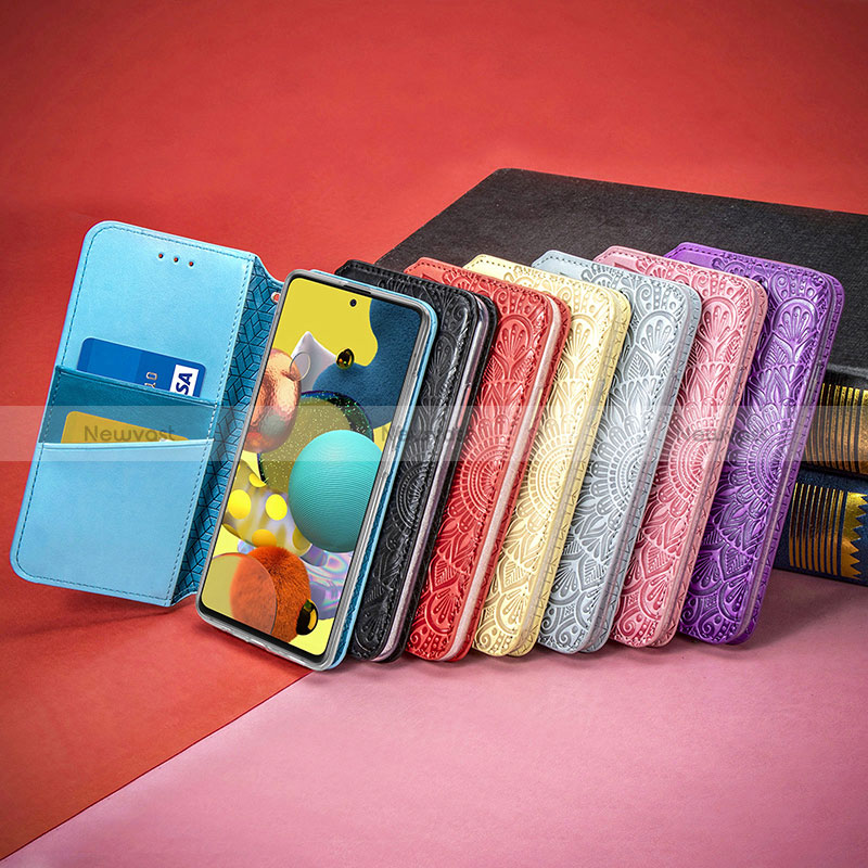 Leather Case Stands Fashionable Pattern Flip Cover Holder S01D for Samsung Galaxy A51 5G