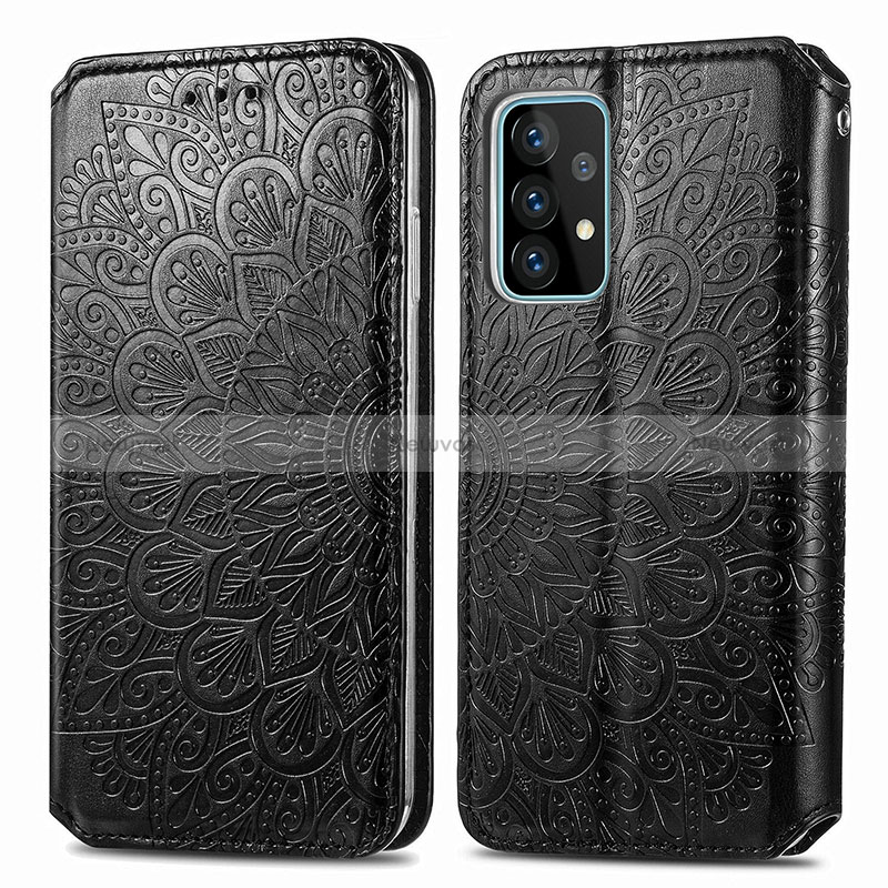 Leather Case Stands Fashionable Pattern Flip Cover Holder S01D for Samsung Galaxy A52 5G