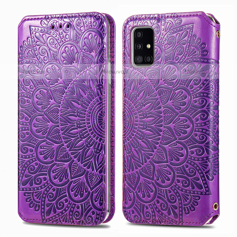 Leather Case Stands Fashionable Pattern Flip Cover Holder S01D for Samsung Galaxy A71 4G A715