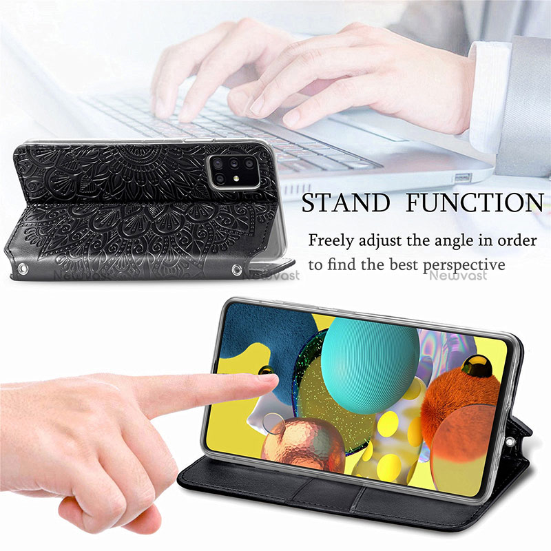 Leather Case Stands Fashionable Pattern Flip Cover Holder S01D for Samsung Galaxy A71 5G