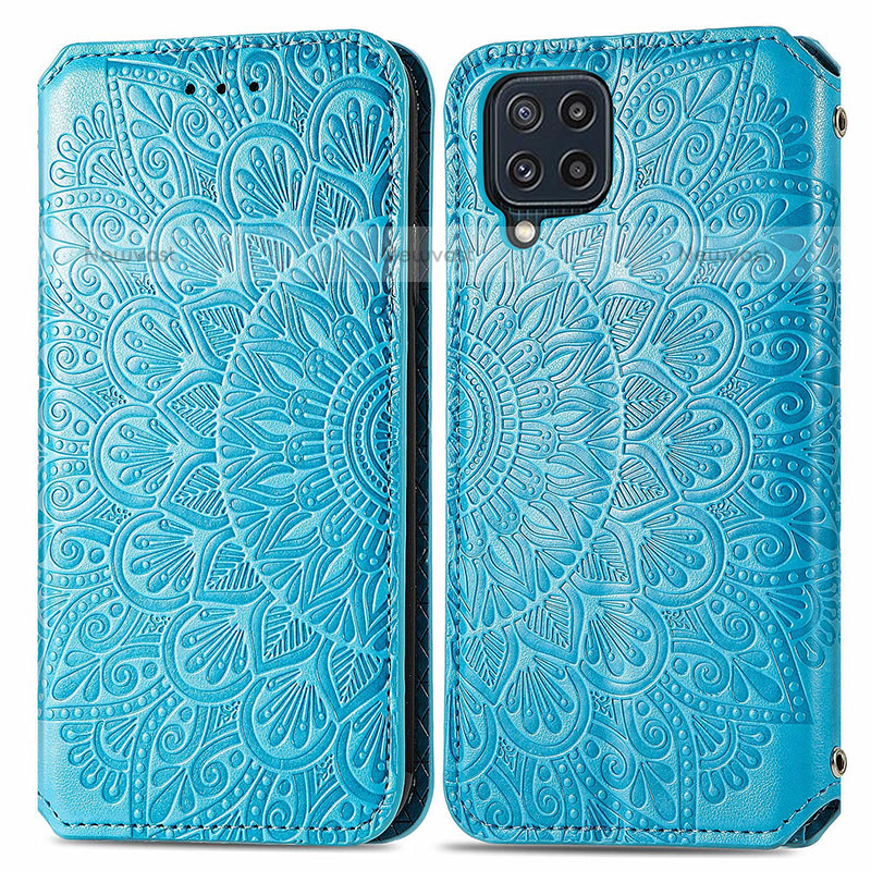 Leather Case Stands Fashionable Pattern Flip Cover Holder S01D for Samsung Galaxy M32 4G