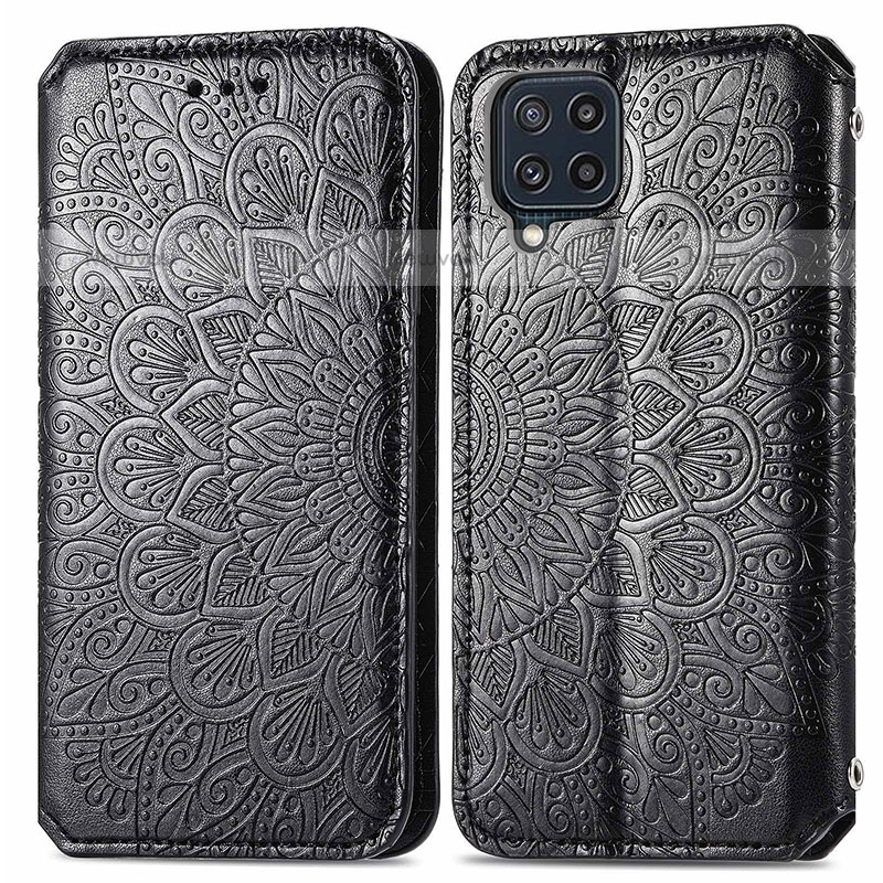 Leather Case Stands Fashionable Pattern Flip Cover Holder S01D for Samsung Galaxy M32 4G