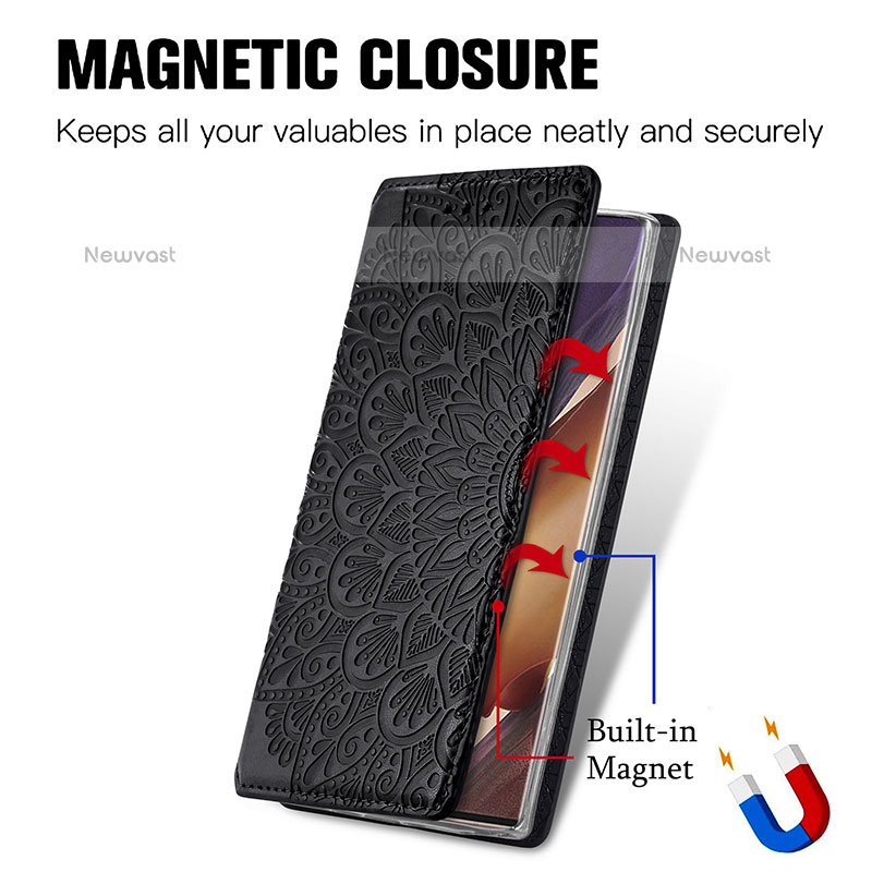 Leather Case Stands Fashionable Pattern Flip Cover Holder S01D for Samsung Galaxy Note 20 5G