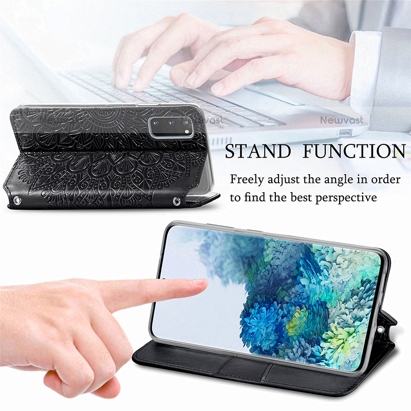 Leather Case Stands Fashionable Pattern Flip Cover Holder S01D for Samsung Galaxy S20