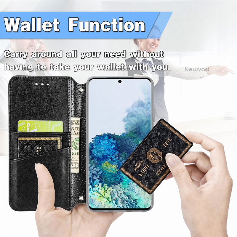 Leather Case Stands Fashionable Pattern Flip Cover Holder S01D for Samsung Galaxy S20