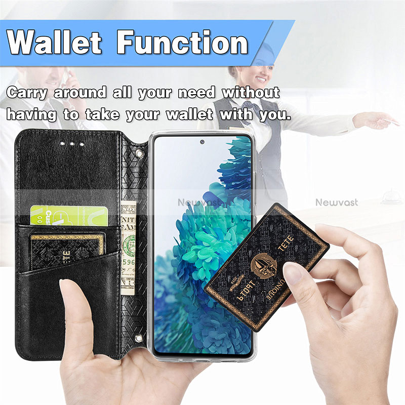 Leather Case Stands Fashionable Pattern Flip Cover Holder S01D for Samsung Galaxy S20 FE 5G