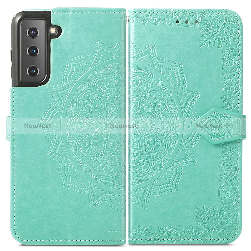 Leather Case Stands Fashionable Pattern Flip Cover Holder S01D for Samsung Galaxy S24 5G Green