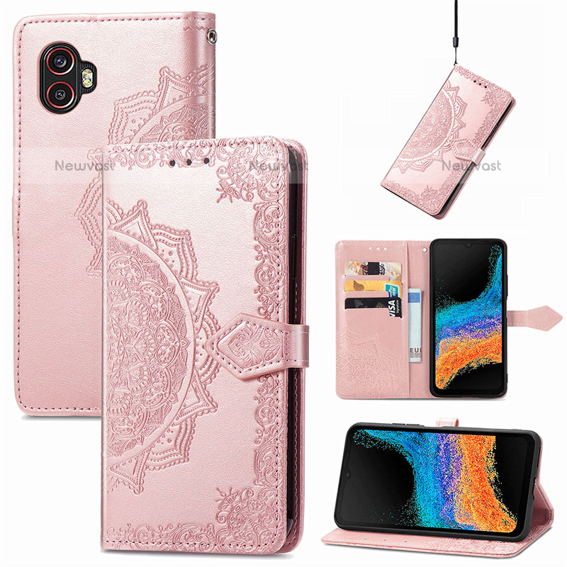 Leather Case Stands Fashionable Pattern Flip Cover Holder S01D for Samsung Galaxy XCover 6 Pro 5G