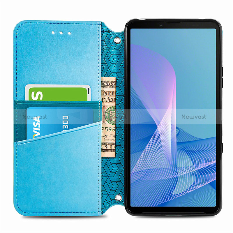 Leather Case Stands Fashionable Pattern Flip Cover Holder S01D for Sony Xperia 10 III