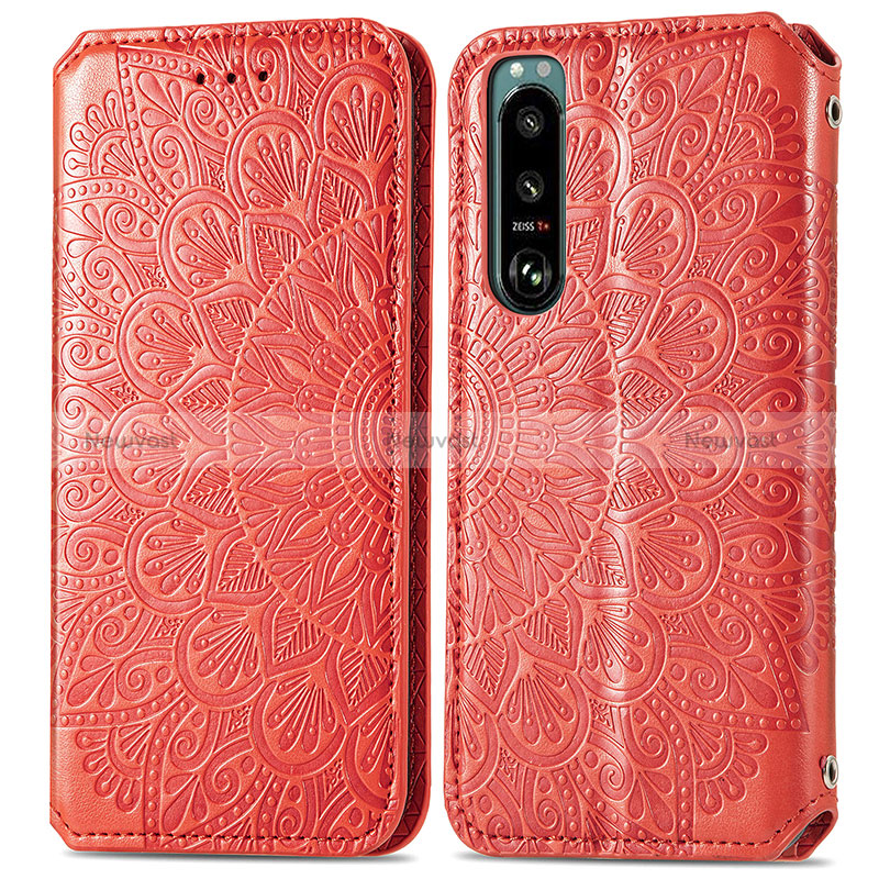 Leather Case Stands Fashionable Pattern Flip Cover Holder S01D for Sony Xperia 5 III