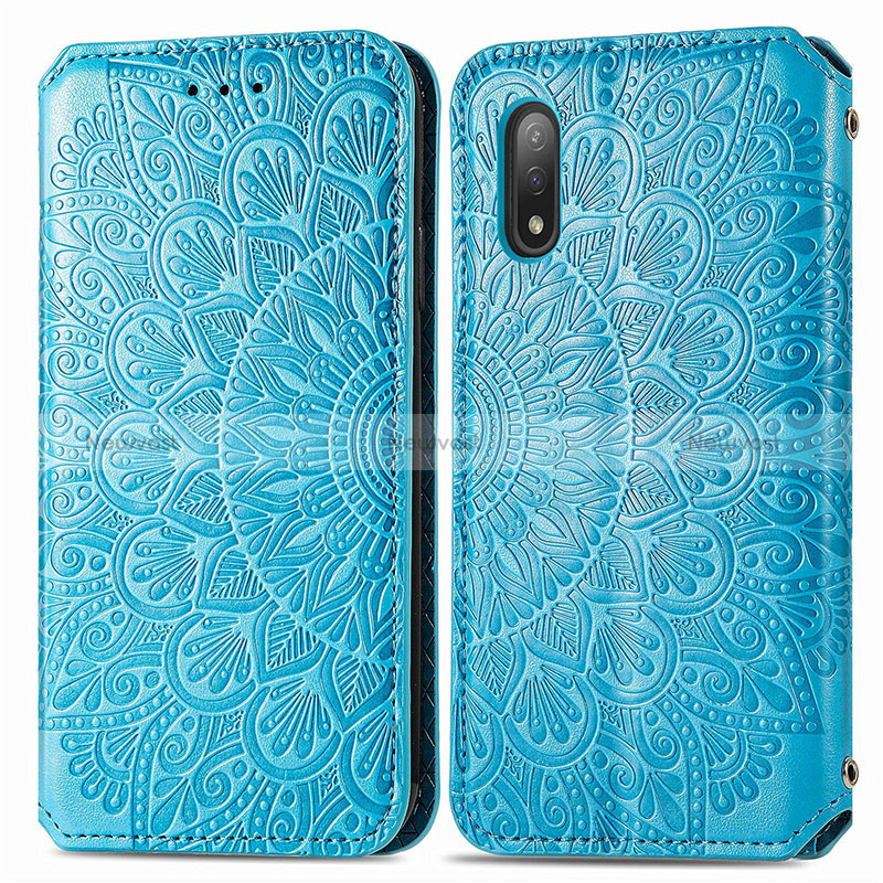 Leather Case Stands Fashionable Pattern Flip Cover Holder S01D for Sony Xperia Ace II