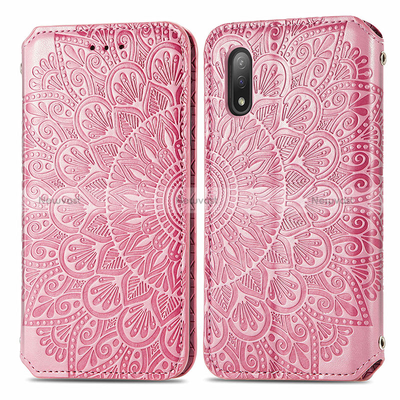 Leather Case Stands Fashionable Pattern Flip Cover Holder S01D for Sony Xperia Ace II
