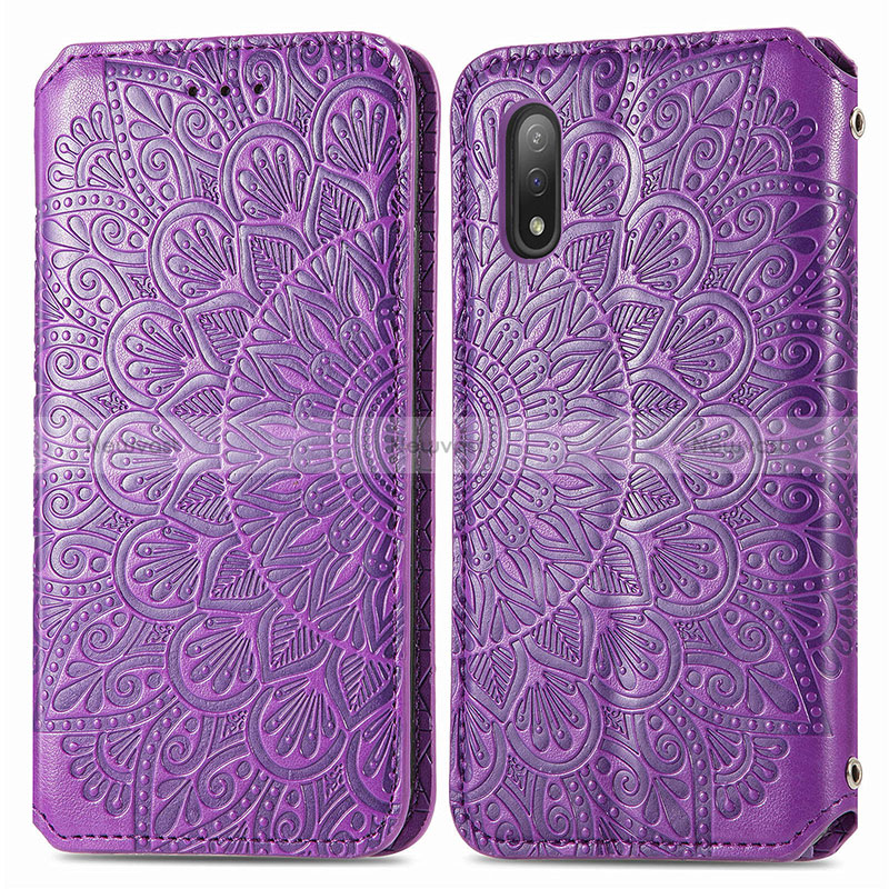 Leather Case Stands Fashionable Pattern Flip Cover Holder S01D for Sony Xperia Ace II