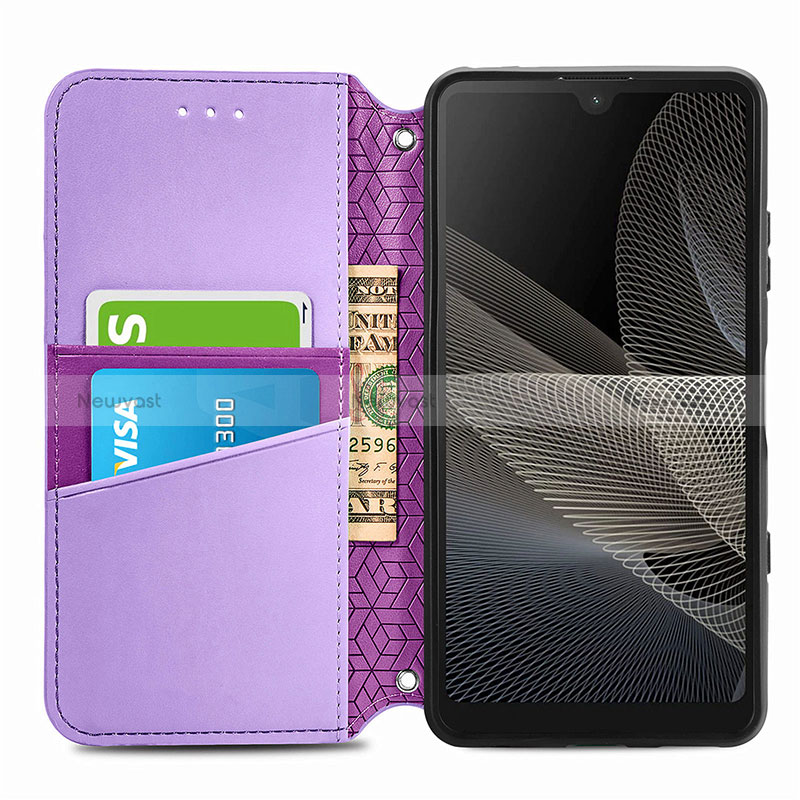 Leather Case Stands Fashionable Pattern Flip Cover Holder S01D for Sony Xperia Ace II