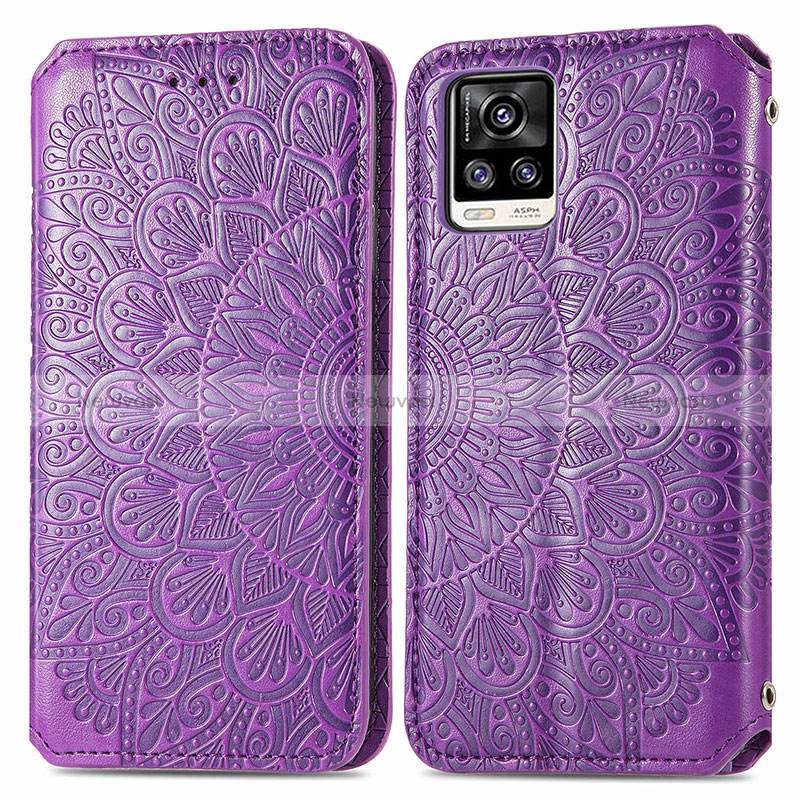 Leather Case Stands Fashionable Pattern Flip Cover Holder S01D for Vivo V20